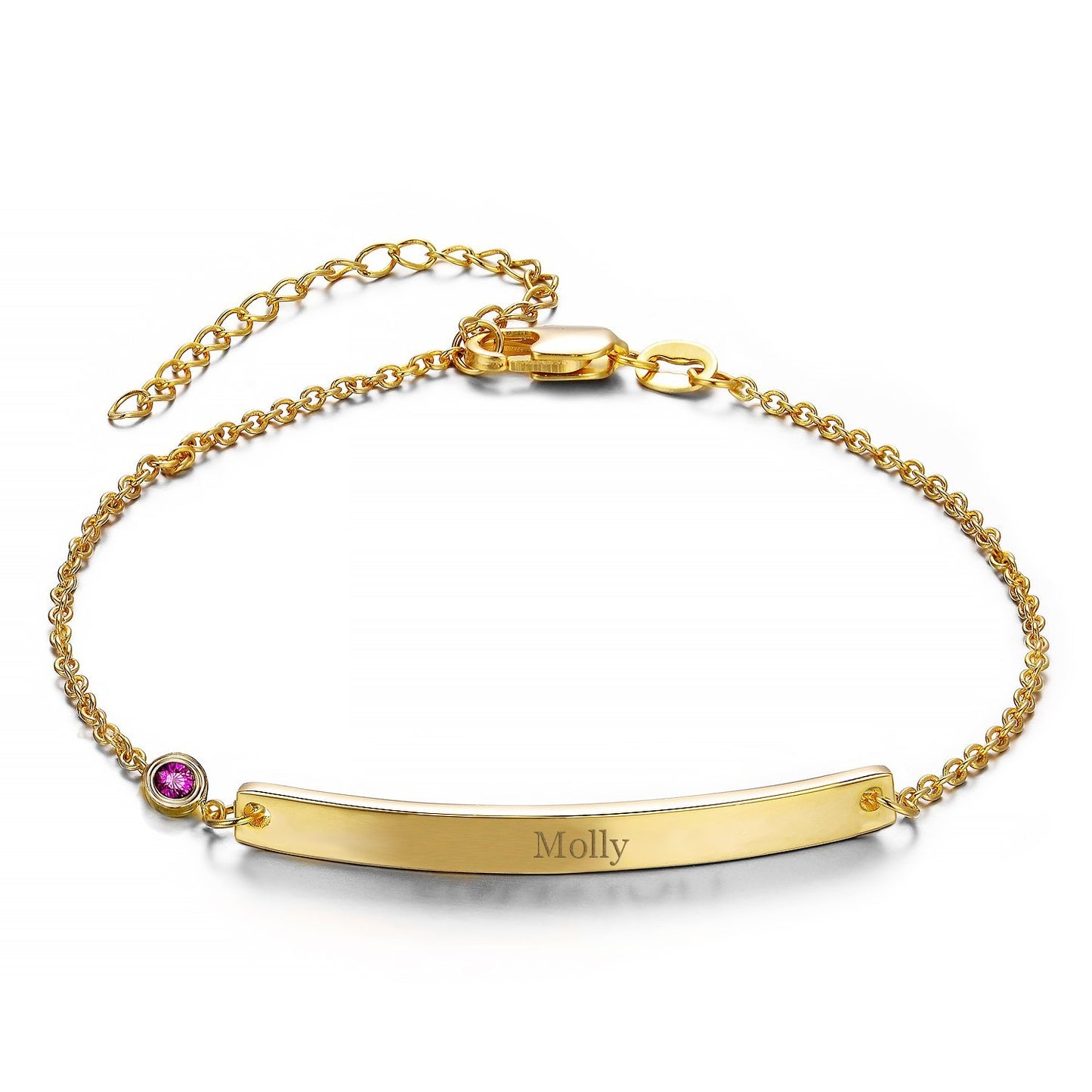 Personalized Bar ID Name Bracelet with Birthstone