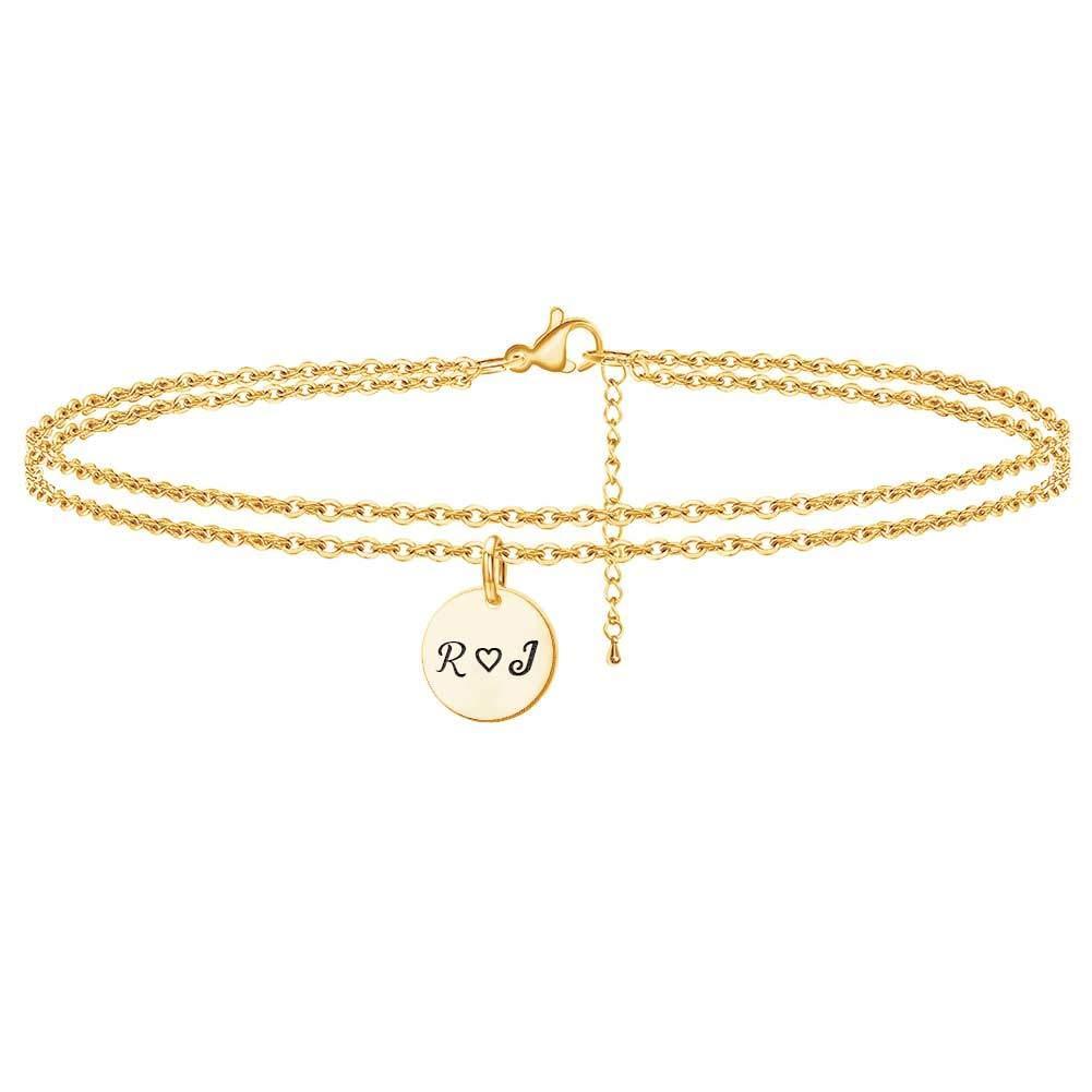 Personalized Double Layers Disc Name Bracelet