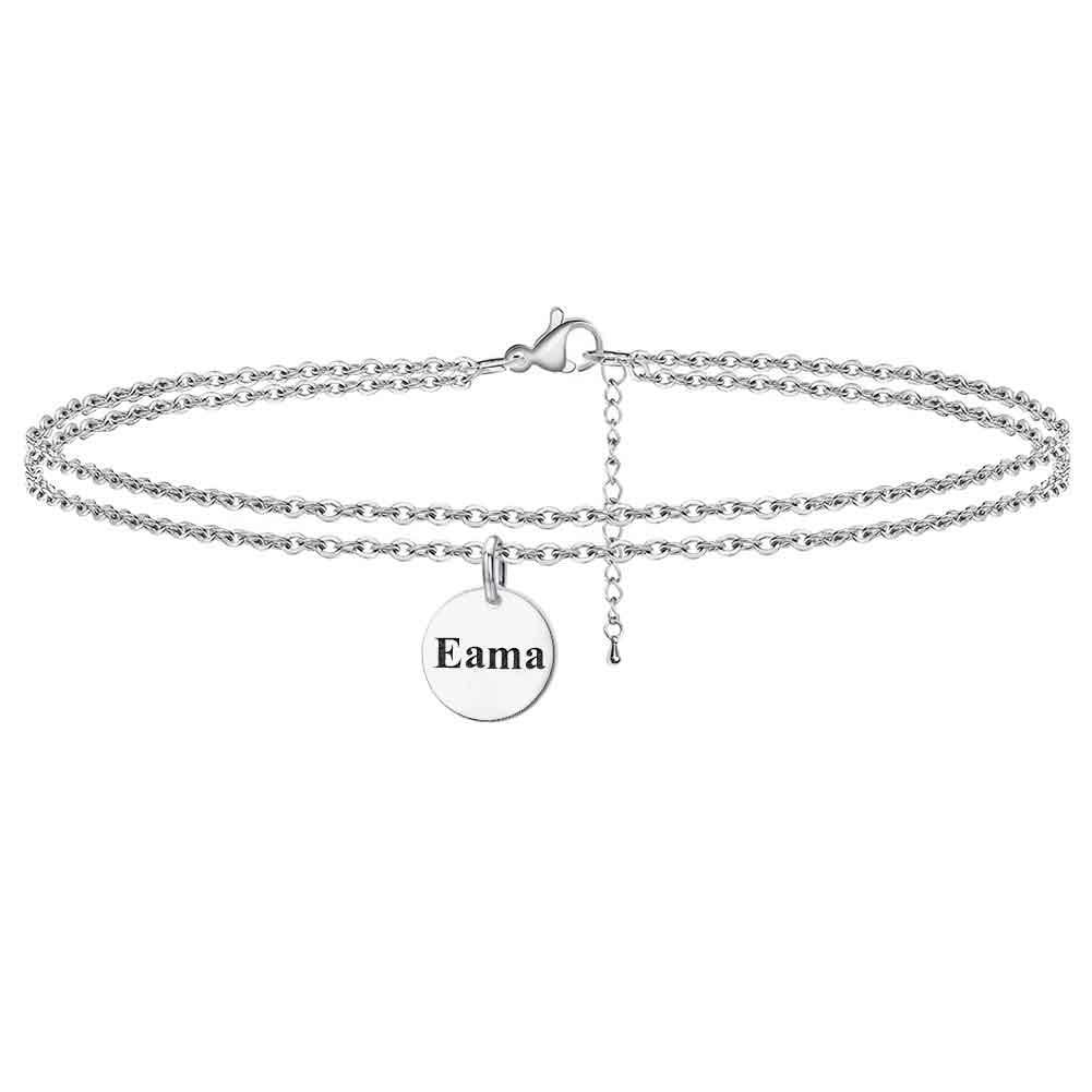 Personalized Double Layers Disc Name Bracelet
