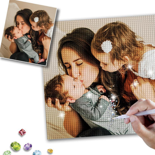 Custom Mom & Son & Daughter Photo Full Drill Diamond Painting