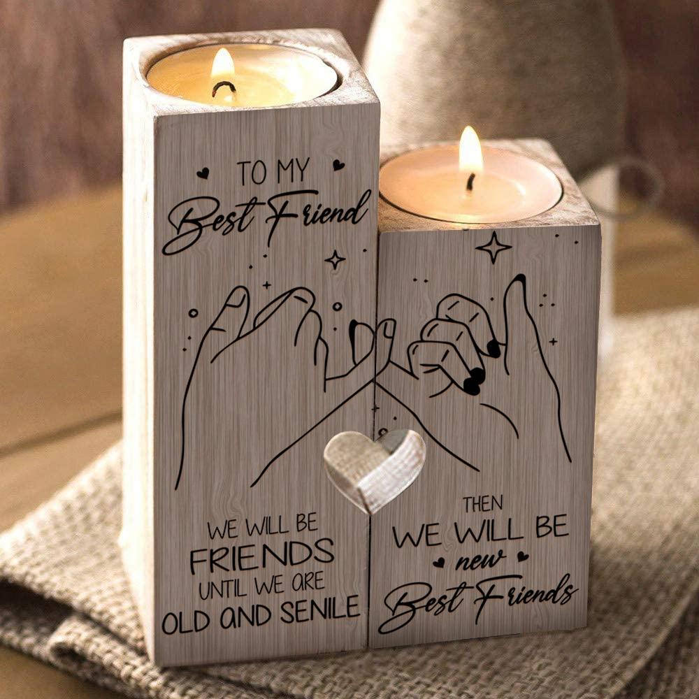 To My Best Friend - We'll Be Friends Until We Are Old- Couple Candle Holder Candlestick